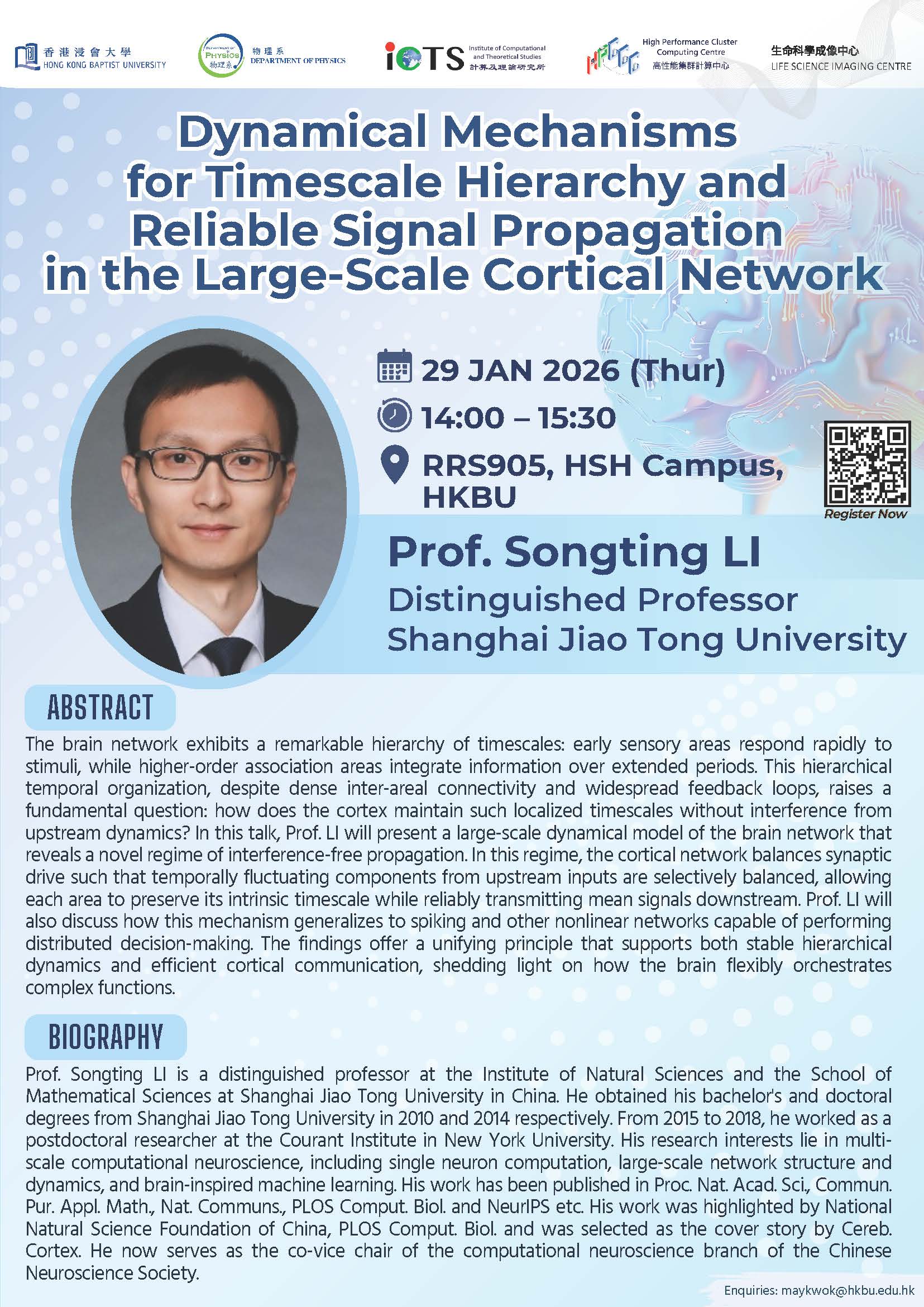 PHYS Seminar -  Prof Songting LI